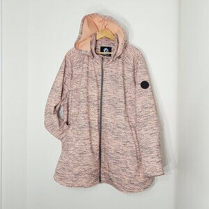 Essentials Salmon Charcoal Full Zip Long Sleeve Hooded Jacket Coat Plus Sz 5X